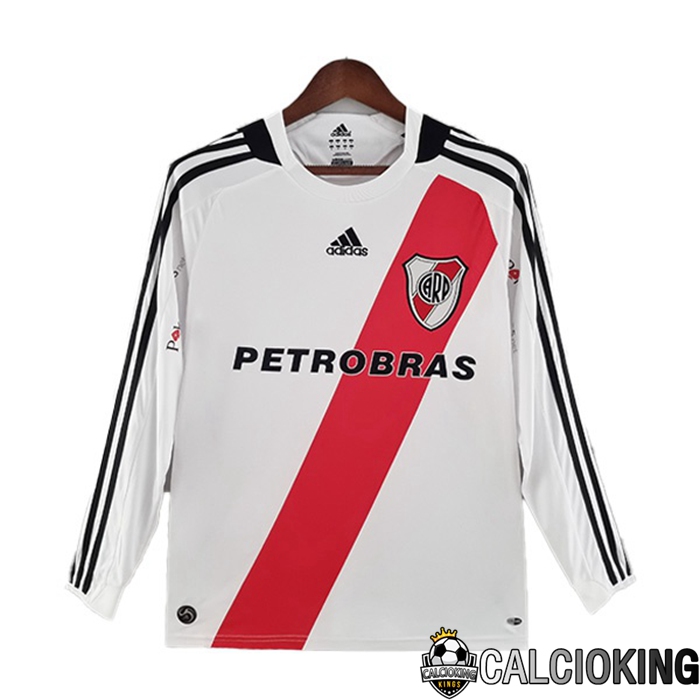 Comprare Maglia Calcio 2024 2025 2026 Personalizzazione,Tuta Da Calcio,Maglie De Calcio Retro Online | Maglia Calcio River Plate Retro Prima Manica Lunga Bianco Rosso 2009-2010